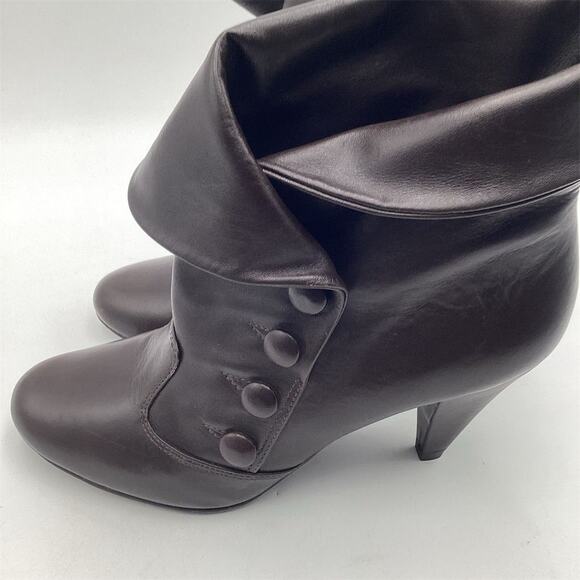 Gianni Bini Women's Brown Leather Ankle Booties Size 8 Block Heel - Picture 6 of 12